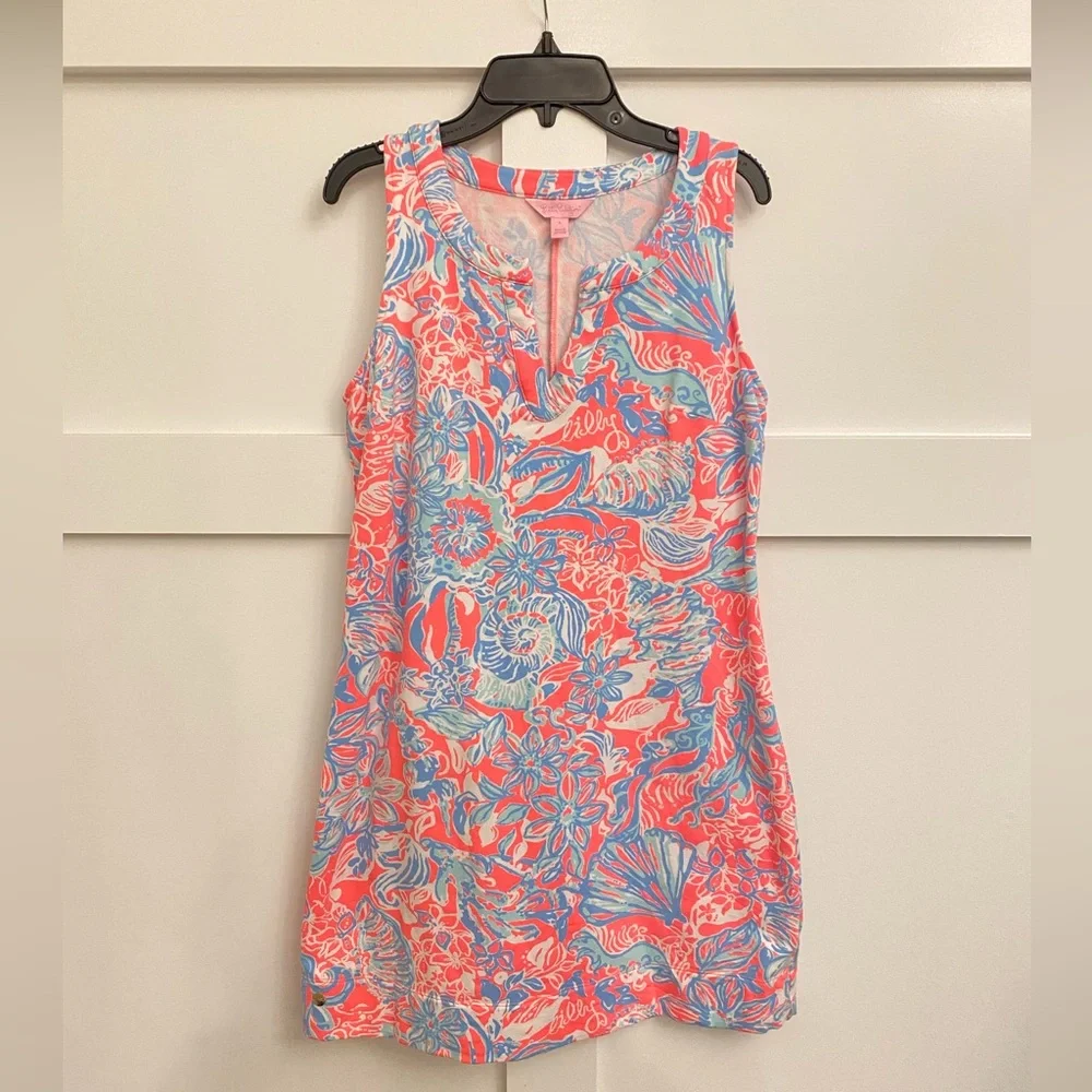 Lilly Pulitzer Estrada Dress Pink Sun Ray Summer Siren‎ Flat Terry Size Small